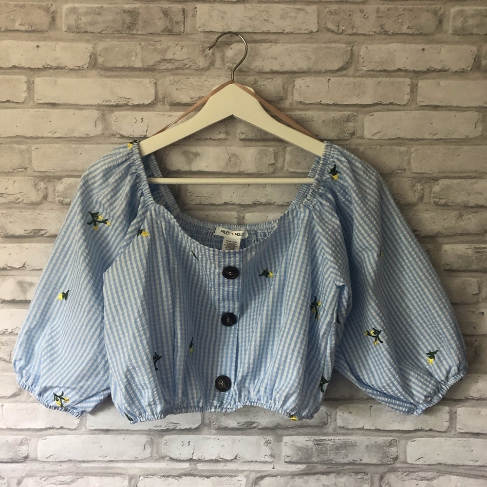 Miley + Molly Striped Off the Shoulder Top Sz L